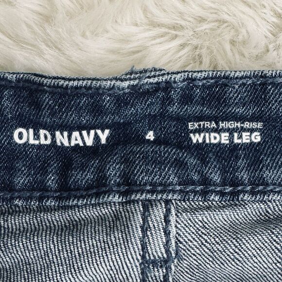 Old Navy Extra High Rise Wide Leg Jeans 4 (28x30) Blue Denim Stretch Womens - Picture 3 of 6